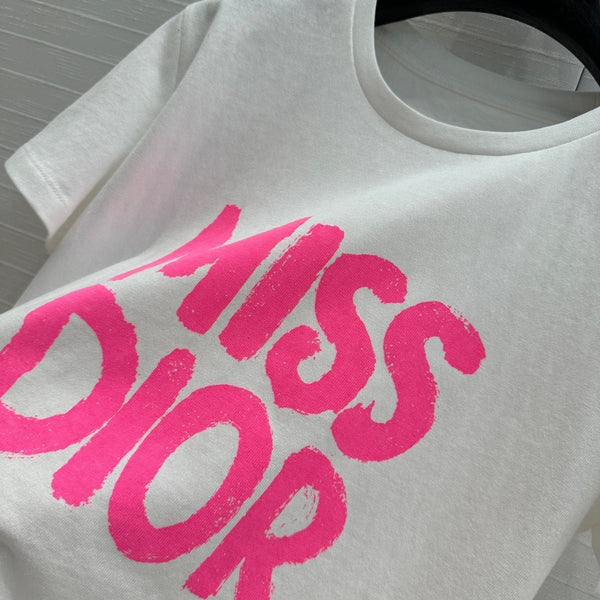 CD 25 Miss Dior T-shirt White Pink Cotton
