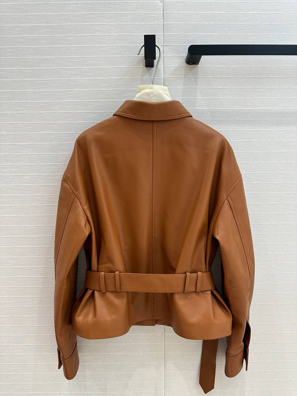 Giacca gilet YSL in pelle di pecora color caramello