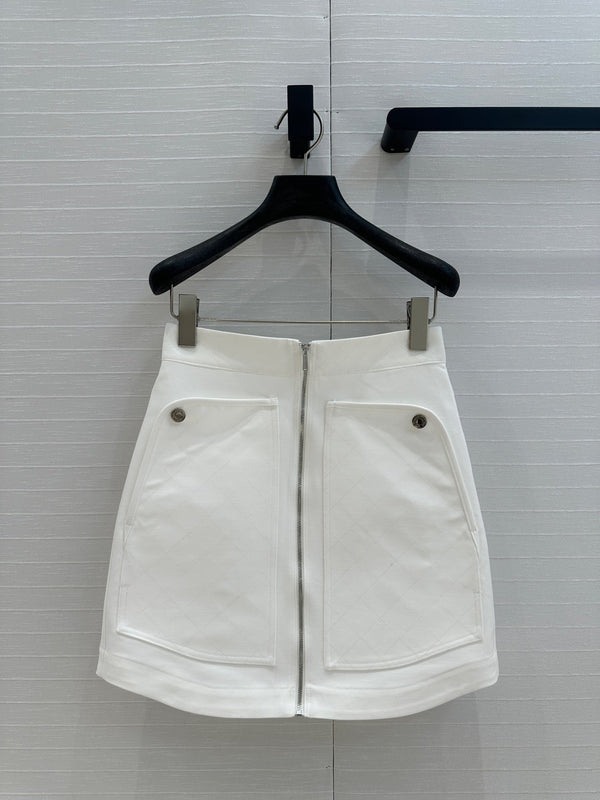 Hm 25 Zippered Skirt White Cotton