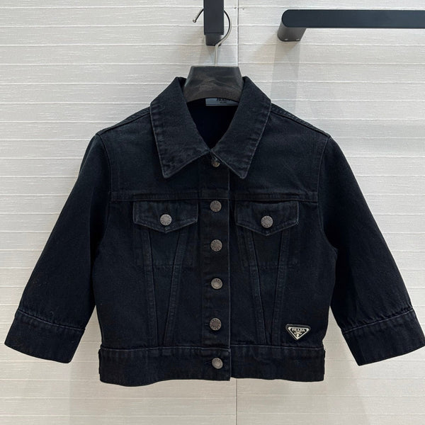 Prada Short Denim Jacket Black Cotton