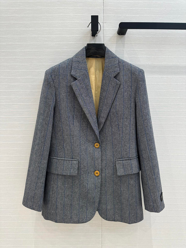 Prada 25 Striped Vest Suit Gray Wool Polyester