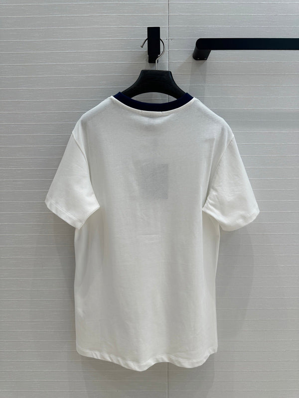 LV T Shirt White Blue Cotton