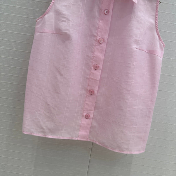 CC 25 Camicia senza maniche in tessuto di seta e cotone rosa