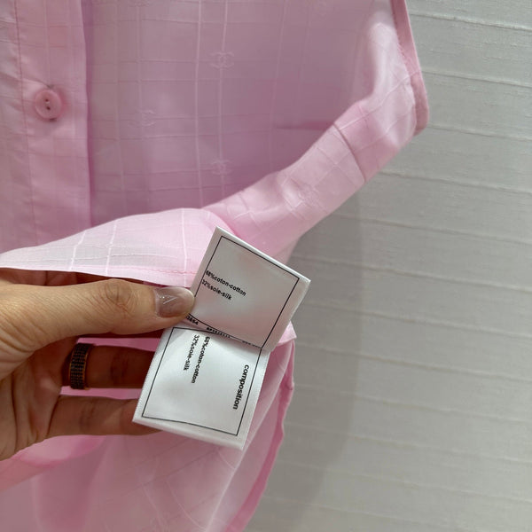 CC 25 Camicia senza maniche in tessuto di seta e cotone rosa