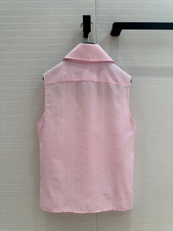 CC 25 Camicia senza maniche in tessuto di seta e cotone rosa