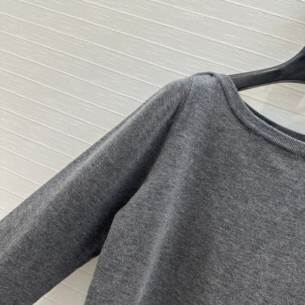 Miu Miu Boat Neck Sweater Gray Wool