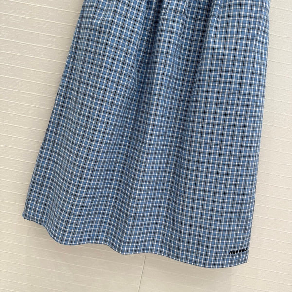 Miu Miu Plaid Skirt Blue Cotton