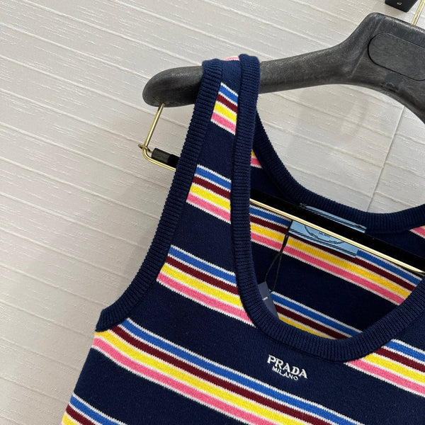 Gilet rayé Prada 2025 bleu marine coloris mélangés Coton