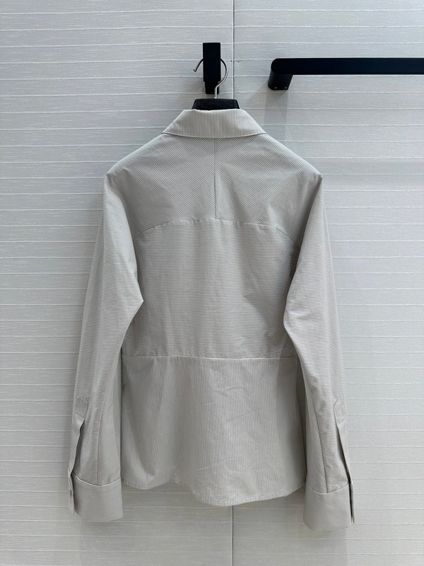 Fendi 25 Patchwork Waist Shirt Light Gray Cotton