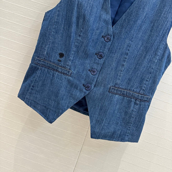 CD 25 Denim Vest Blue Cotton