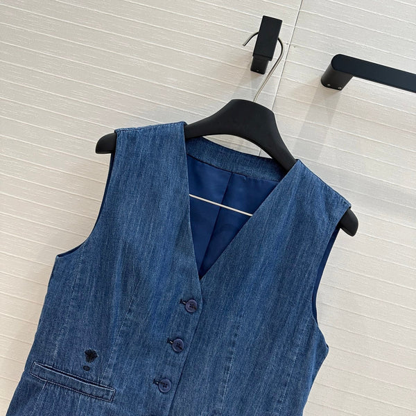 CD 25 Denim Vest Blue Cotton