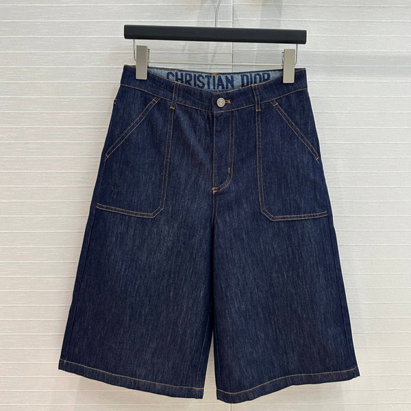CD 25 Straight-leg Half-length Pants Blue Cotton