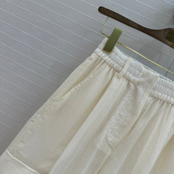 Gucci 25 Wide-leg Casual Pants Ivory Cotton