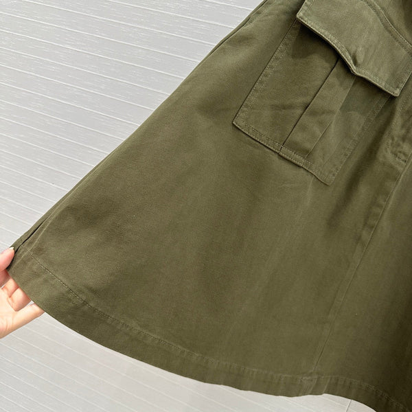 Prada A-line Skirt Khaki Green Cotton
