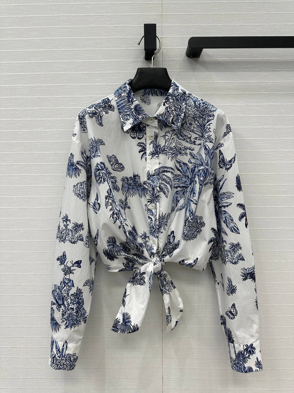 CD 25 Bow Tie Shirt Blue White Cotton
