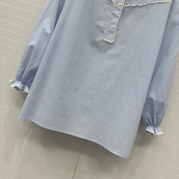 Prada 25 Chemise longue en coton bleu