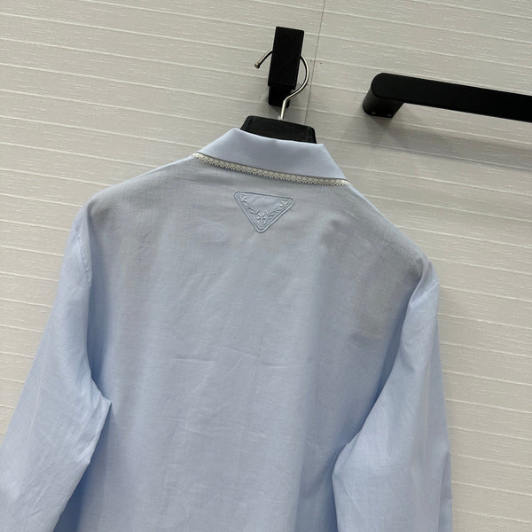 Prada 25 Chemise longue en coton bleu