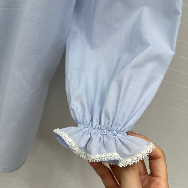 Prada 25 Chemise longue en coton bleu