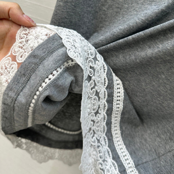 Zimmermann 25 Lace Short-sleeved T-shirt Gray Cotton 239