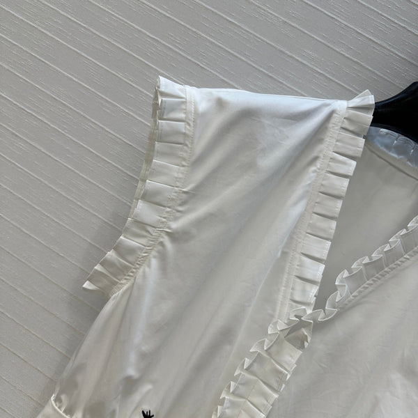CD 25 Abito con maniche a balze in cotone bianco