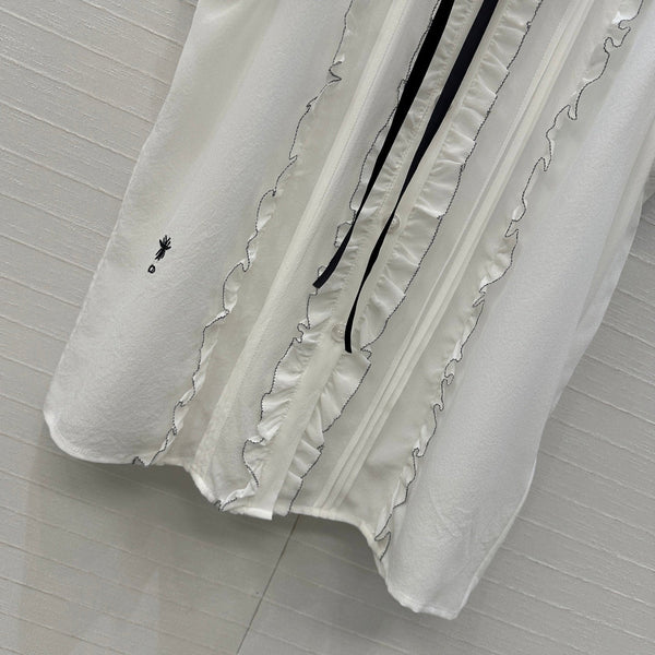 Camicia senza maniche con lacci CD in seta bianca
