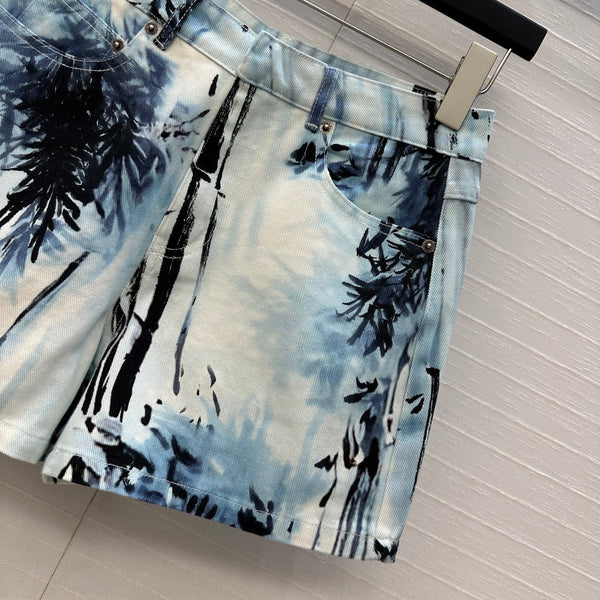 CD 25 Short en jean blanc bleu noir coton