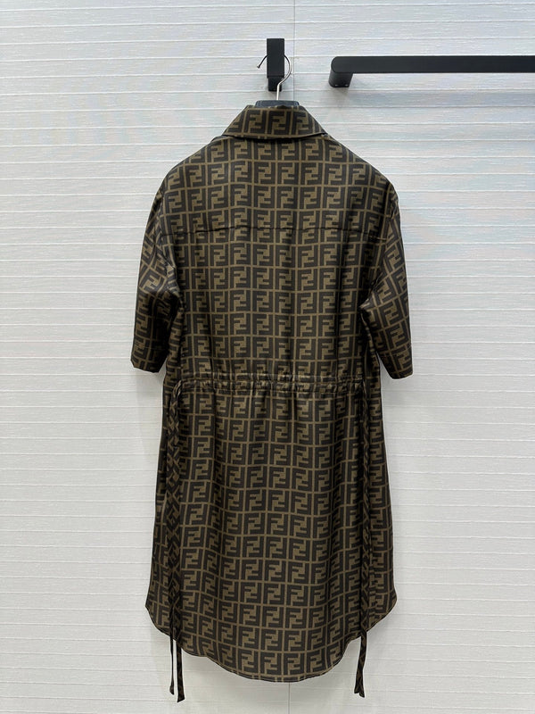Abito camicia Fendi 25 in seta color cachi