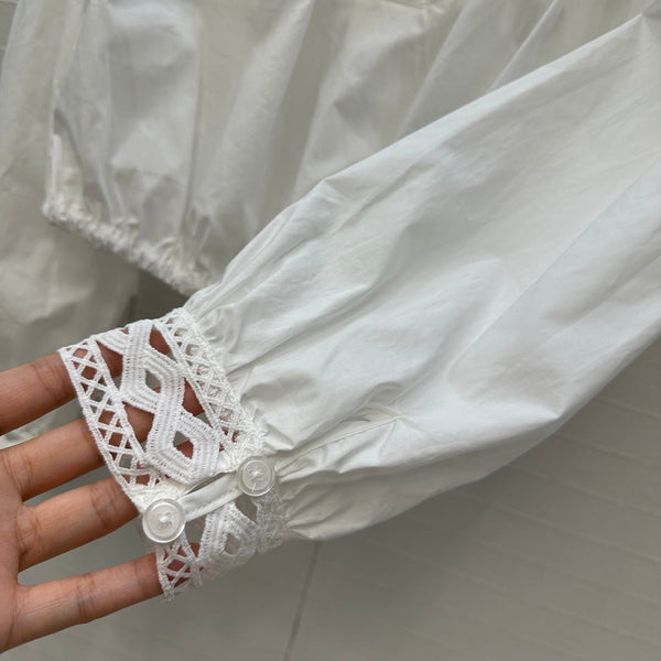 Celine 25 Lace One-shoulder Top White Cotton