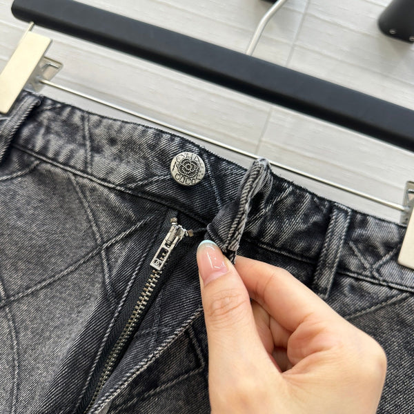 Jupe en jean CC fleurie en coton noir