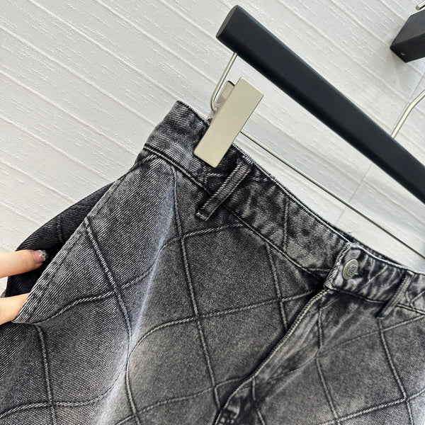 Jupe en jean CC fleurie en coton noir