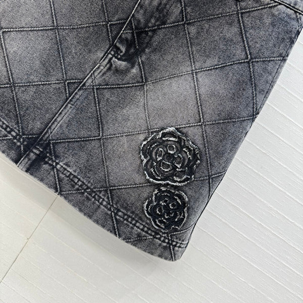 Jupe en jean CC fleurie en coton noir