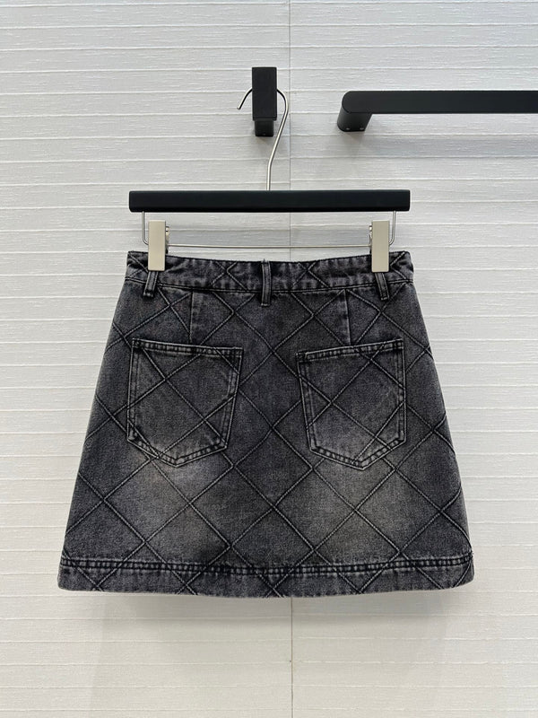 Jupe en jean CC fleurie en coton noir