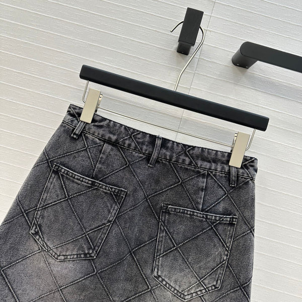 Jupe en jean CC fleurie en coton noir