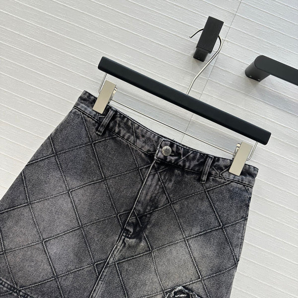 Jupe en jean CC fleurie en coton noir