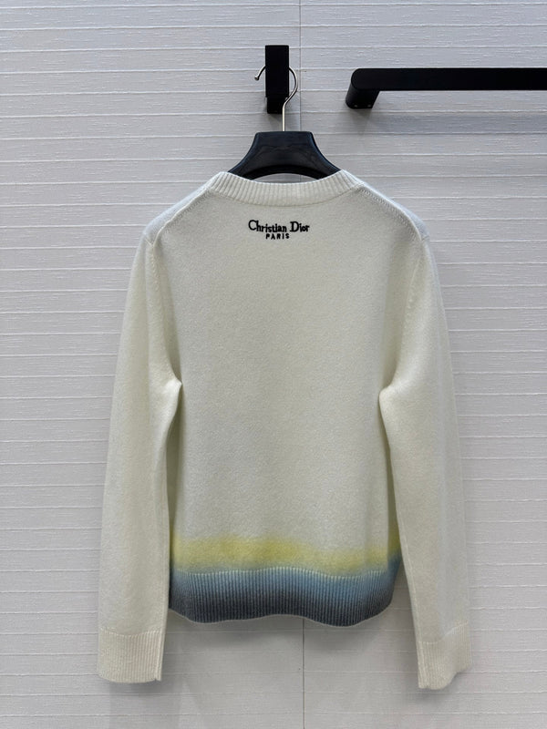 CD 25 Embroidered Sweater White Cashmere