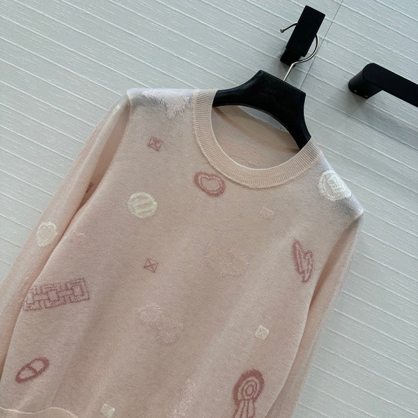 HM 25 Sweater Light Pink Pattern Cashmere 02669