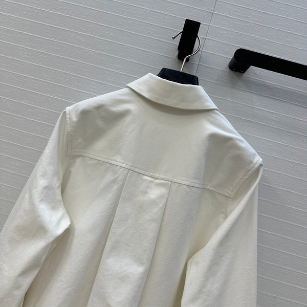 Loewe A-line Denim Shirt Jacket White Cotton