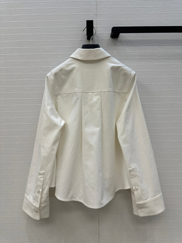 Loewe A-line Denim Shirt Jacket White Cotton