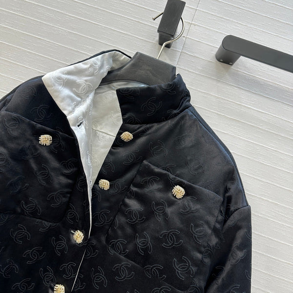 Veste en coton et soie noir en forme de H CC 25