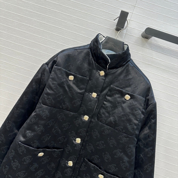 Veste en coton et soie noir en forme de H CC 25
