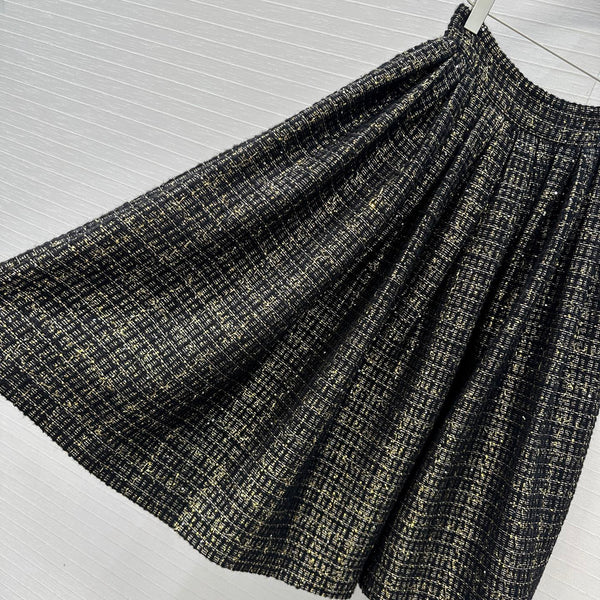CC 25 Jupe en tweed noire Laine Polyamide