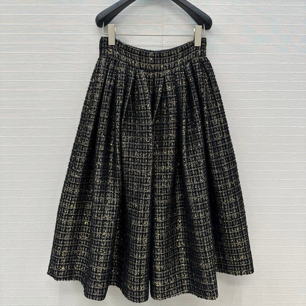 CC 25 Jupe en tweed noire Laine Polyamide