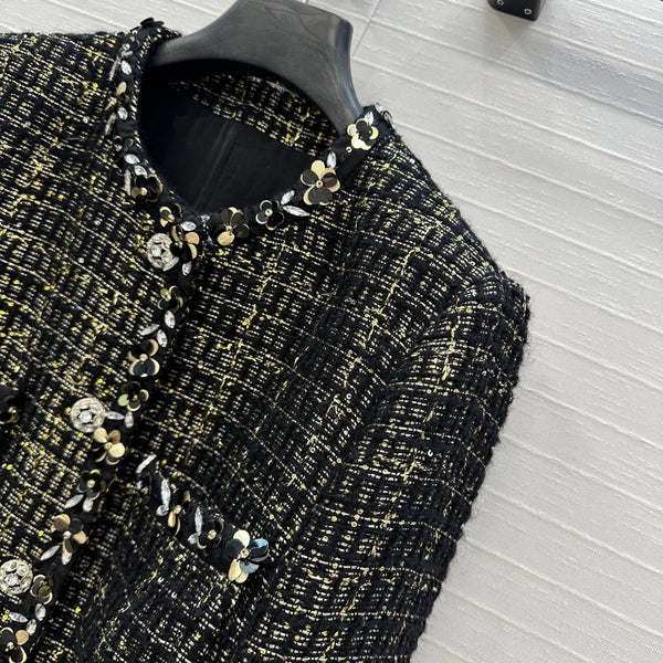 CC 25 Tweed Jacket Black Wool Polyamide