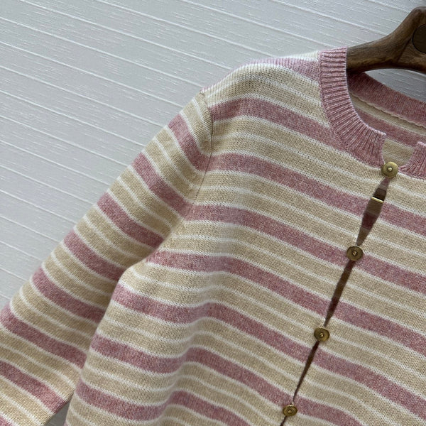 LP 25 Cardigan Pastel Pink and Beige Cashmere 294287