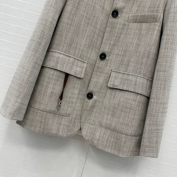 LP 25 Jacket Gray mix Brown Tencel Linen Cotton 310159