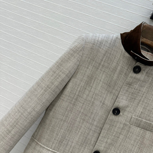 LP 25 Jacket Gray mix Brown Tencel Linen Cotton 310159