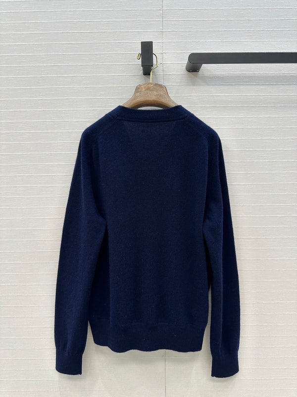 LP 25 V-neck Cardigan Blue Mix Colors Cashmere 310128