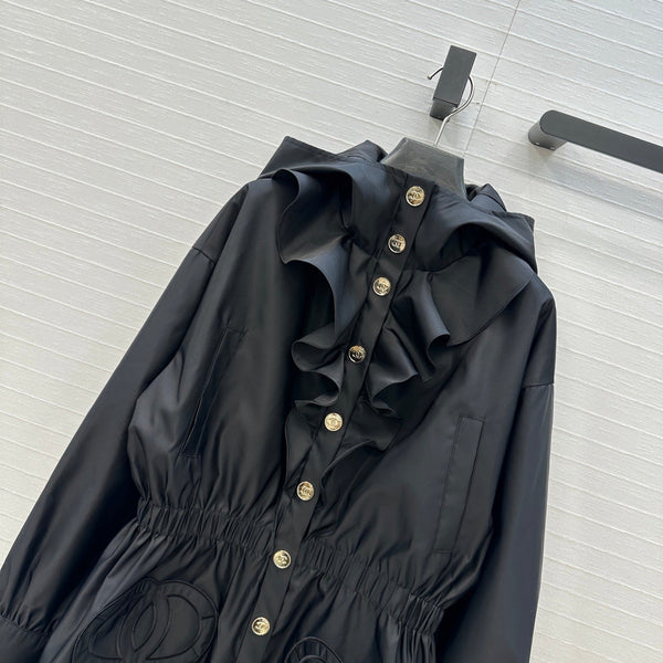 Veste Chanel 2025 avec bordure volantée en polyester noir 318670