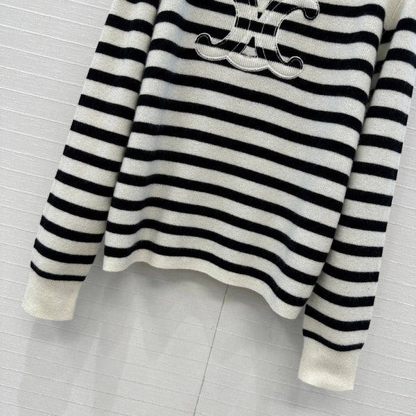 Celine 2025 Striped Sweater White Black Cashmere 318640