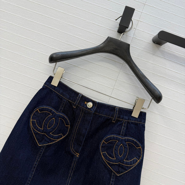Mini-jupe en jean bleu foncé CC 26s 360877